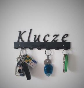 METALOWY WIESZAK ŚCIENNY NA KLUCZE * CZARNY 20cm